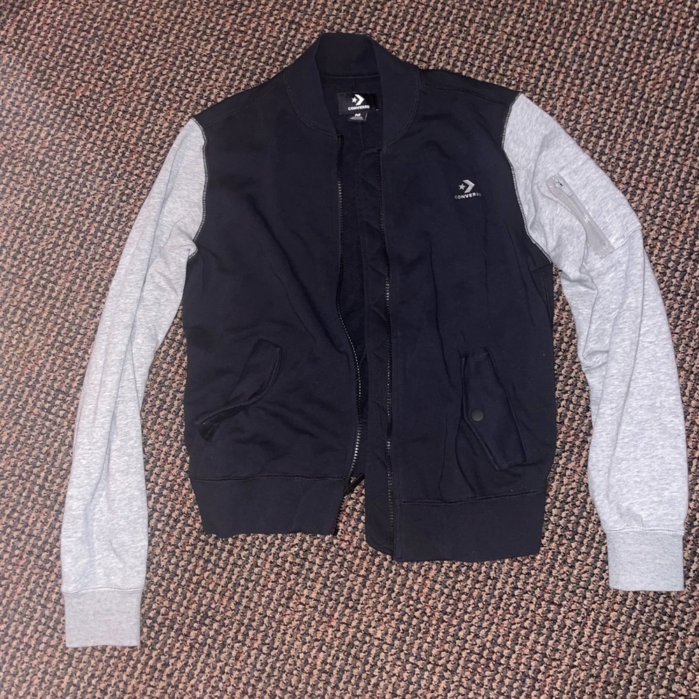 Black & grey medium converse zip up jacket